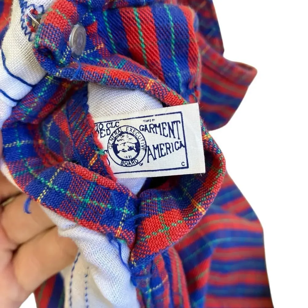 Oshkosh B'Gosh Babys 24 Months Vintage 90s Plaid Overalls Paper Tag Made in USA